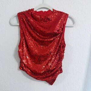 SHEIN Red Sequin Top